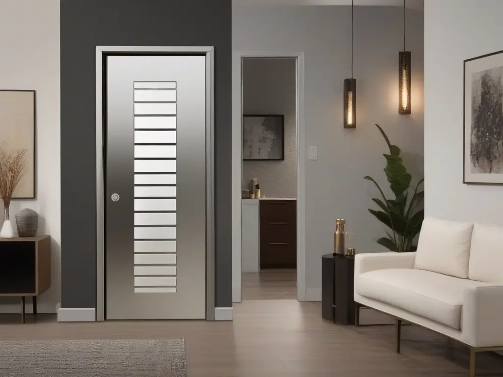 Modernes Wohnzimmer mit stilvoller Tür.